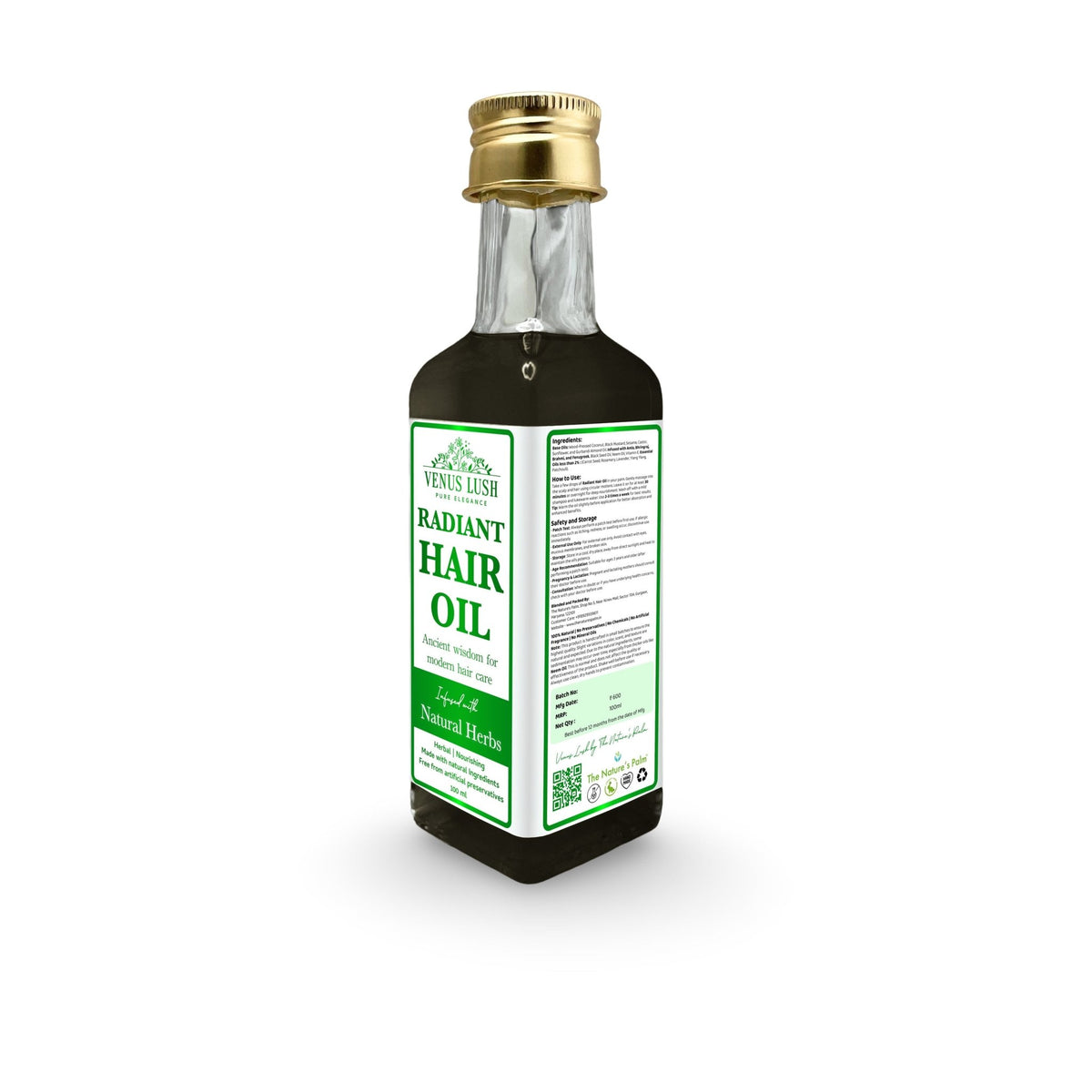 Venus Lush Radiant Hair Oil โ Ayurvedic Herbal Hair Oil for Hair Growth & Shine