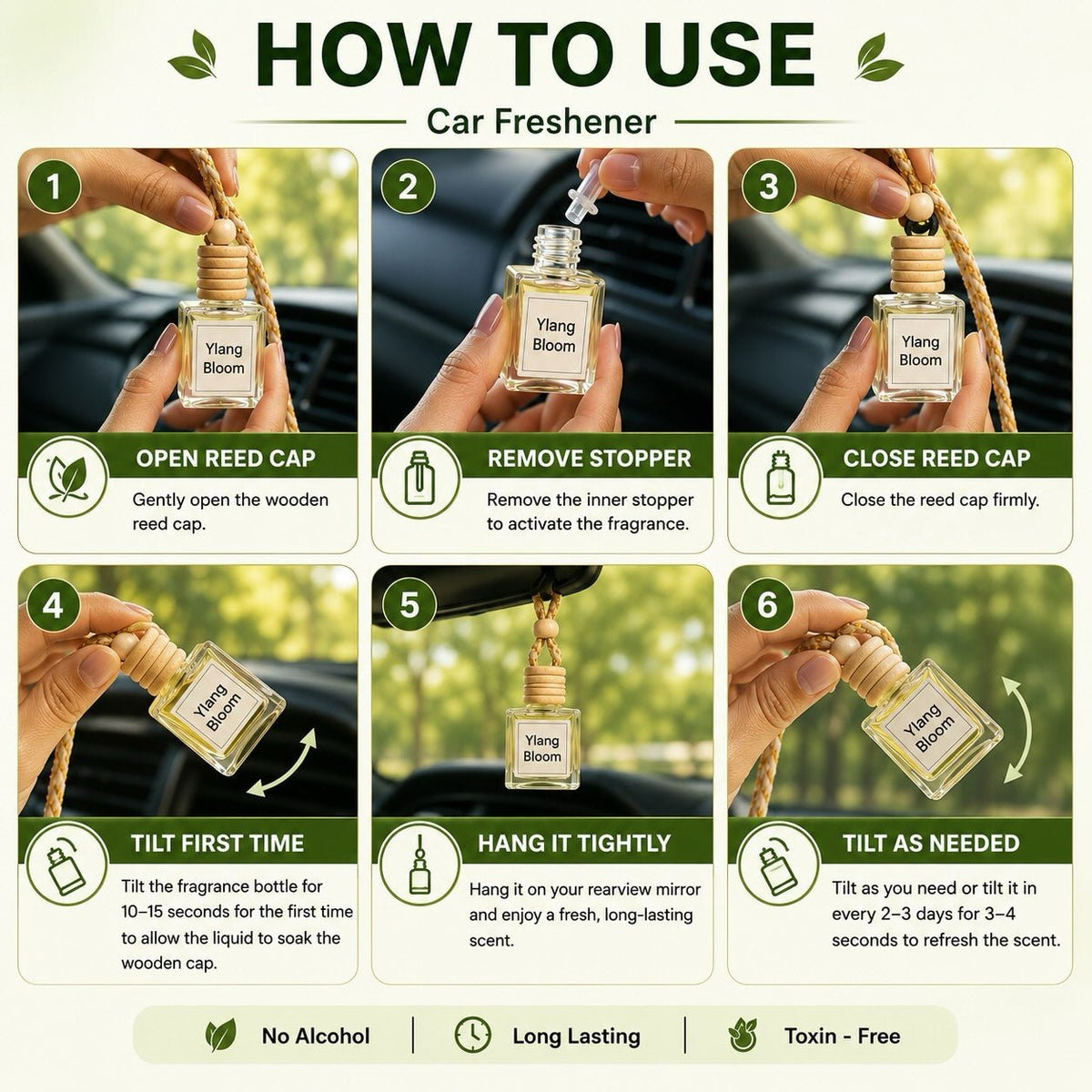 Natural Hanging Perfume for car | Made with Essential Oils - 10ml
